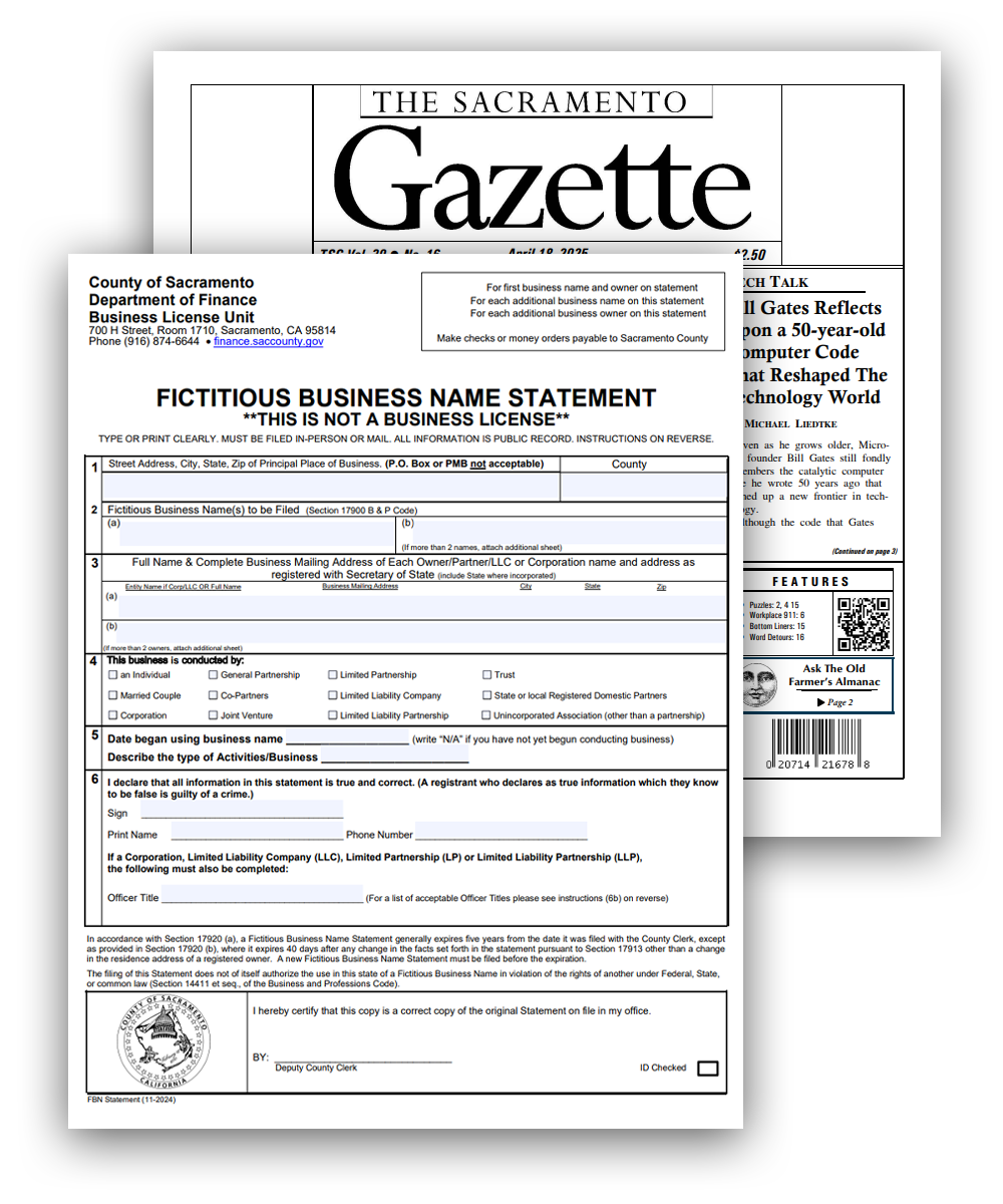 The Sacramento Gazette Newspaper 916-567-9654
